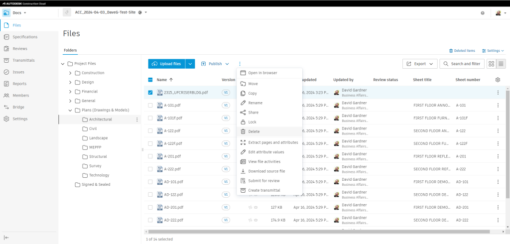 Page where you can see results and delete source file