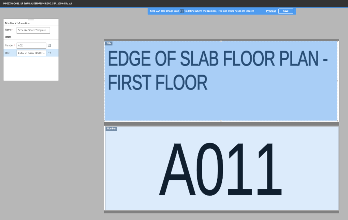 Screen-shot of SchenkelShultz template showing “Title” and “Number” fields defined.